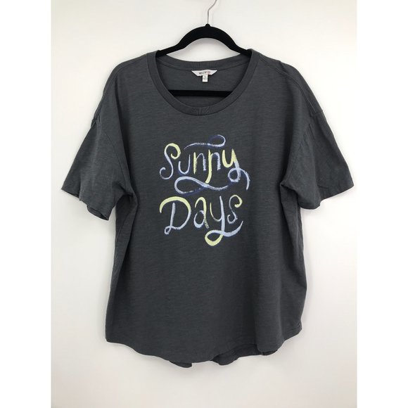 Wildfox Sunny Days Graphic Cotton T-Shirt Gray XL - Picture 2 of 7